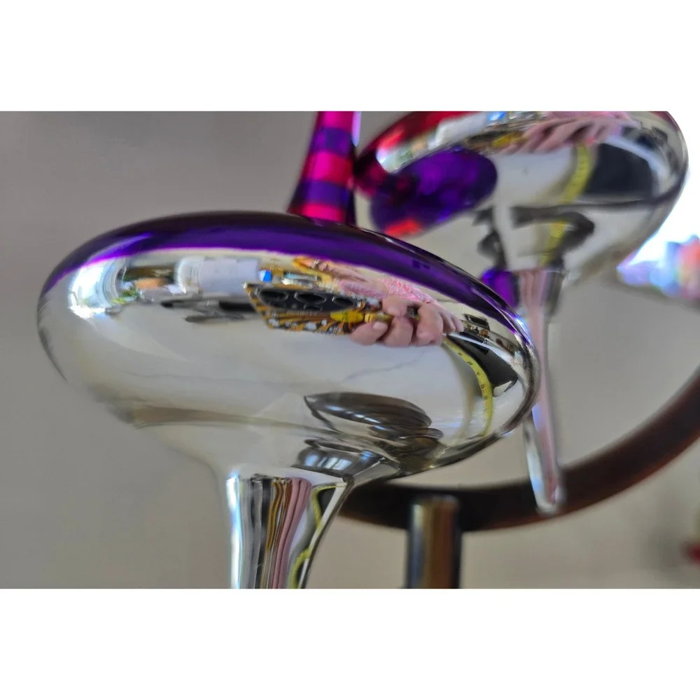 Set of 2 Striped Hand Blown Glass Finial Ornaments  Whimsical New